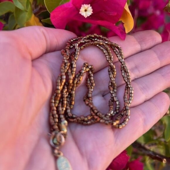 Diane Von Furstenberg DVF 2-Strand Copper Metallic Beaded NECKLACE/CHOKER - Picture 2 of 10